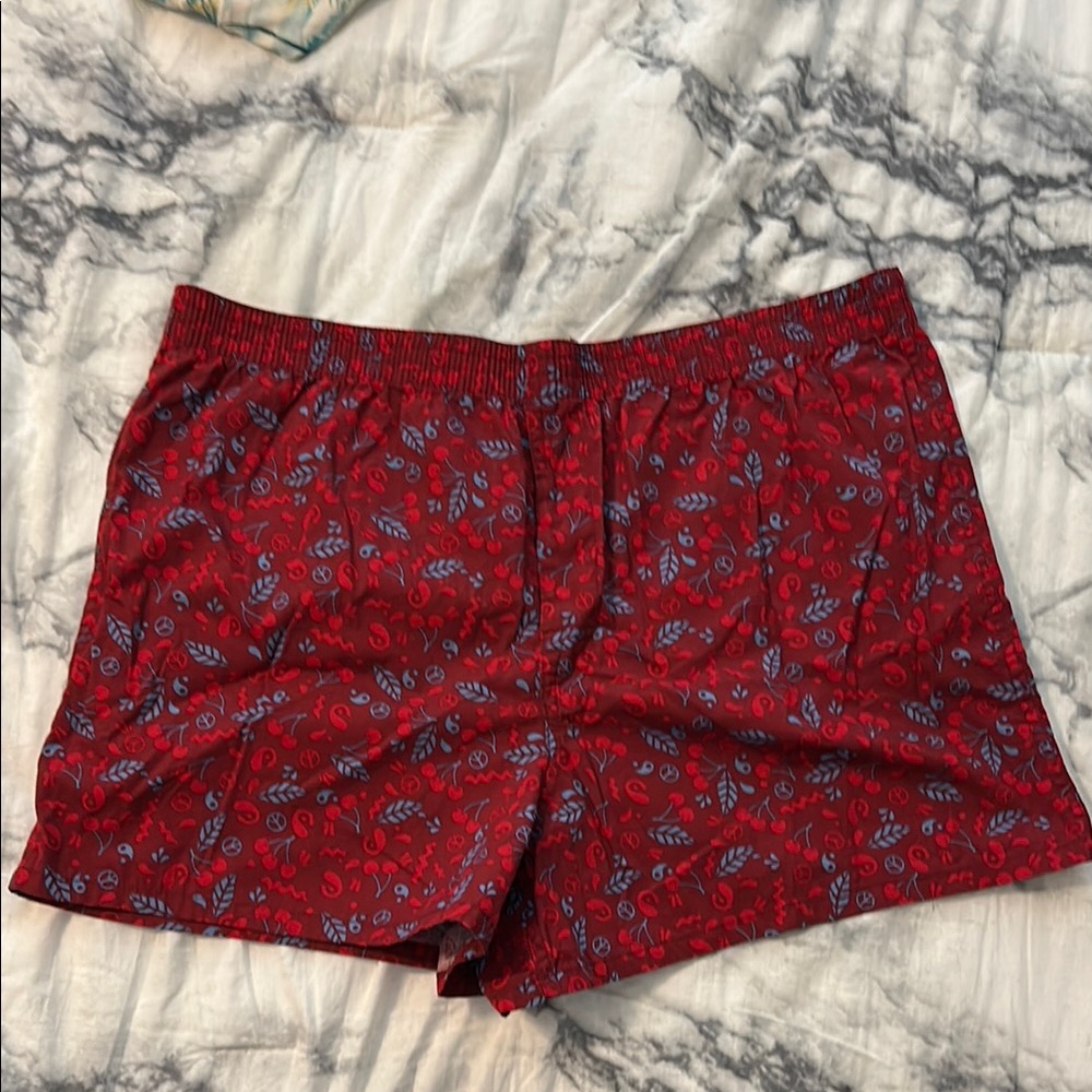 EARTHBOUND Burgundy and Blue Patterned Boxer Shorts